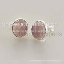 Vente en gros Gemstone 925 Sterling Silver Bezel Earring Made in Natural Stone Gemstone Bezel Stud Earring Fabricant
